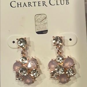 Charter Club Beautiful Light pink and Clear Diamonds Earrings